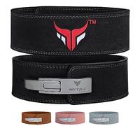Mytra Fusion cinturon gym Cuero Genuino cinturon powerlifting, cinturon gimnasio hombre & Mujer cinturon halterofilia for Gym, Training, Weight Lifting, Deadlifts and Bodybuilding (Black, S)