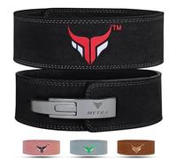 Mytra Fusion cinturon gym Cuero Genuino cinturon powerlifting, cinturon gimnasio hombre & Mujer cinturon halterofilia for Gym, Training, Weight Lifting, Deadlifts and Bodybuilding (Black, L)