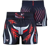 Mytra Fusion Farabi Pro - Pantalones Cortos de Boxeo para Entrenamiento de Muay Thai, Boxeo, Sparring, Fitness, Gimnasio, jiu Jitsu, MMA, Muay Thai, Kickboxing (Negro, Mediano)