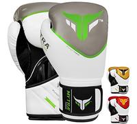 Mytra Fusion Guantes de boxeo - Guantes de entrenamiento MMA perfectos para punch, kickboxing, fitness, sparring, muay thai, entrenamiento y lucha (White/Grey, 10-oz)