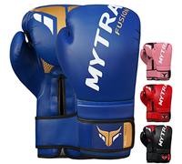 Mytra Fusion Guantes de boxeo - Guantes de entrenamiento MMA perfectos para punch, kickboxing, fitness, sparring, muay thai, entrenamiento y lucha (Blue, 12-oz)