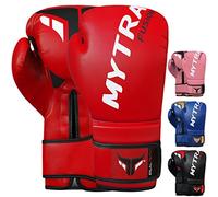 Mytra Fusion Guantes de boxeo - Guantes de entrenamiento MMA perfectos para punch, kickboxing, fitness, sparring, muay thai, entrenamiento y lucha (Red, 16-oz)