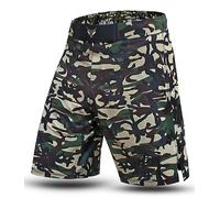 Mytra Fusion MMA Shorts Camo Pantalones Cortos de MMA - Pantalones Kick Boxing Hombre para Entrenamiento, Muay Thai, Culturismo y Lucha en Jaula (FR/ES, Letras, S, Regular, Corto, Camo)