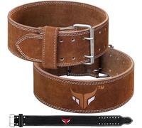Mytra Fusion power weight lifting belt L4 weight training leather belt power belts for squats workout (Brown, Large)