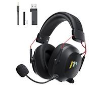 Mytrix Auriculares inalámbricos para Juegos TAC Master de 2,4 GHz con micrófono con cancelación de Ruido para PC, PS4, PS5, Mac, Auriculares para Juegos RGB Bluetooth 5.3, batería de 50 h (Negro)
