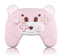 Mytrix Mando Inalámbrico para Switch/Lite/OLED, Switch Pro Controlador con Respirando Luz y Toma de Auriculares, Botones de Macros, Función de Despertador, Turbo/Control de Movimiento/Vibración, Rosa