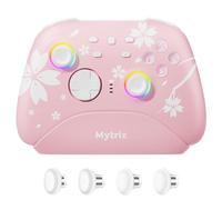 Mytrix Wireless Pro Controller with Charging Dock, Controllers for Nintendo Switch/PC/Steam/iPad/Mac/Tablet/Laptop, with RGB Light/Macro Keys/Turbo Button/4 Joystick Replacements, Sakura Pink