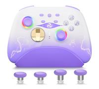 Mytrix Wireless Pro Controllers with Charging Dock, Purple Bluetooth Controller with Hall Effect Joysticks/Hall Trigger (No Drift) for Nintendo Switch, Windows PC iOS Android Steam