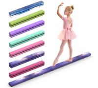 mytueetp Viga Gimnasia, Barra de Gimnasia de Franela Azul Estrellado 2,1 m/220 LB, Piel sintética de Gamuza, Equipo de Gimnasia Plegable para niñas, Entrenamiento en casa, Ejercicio físico