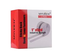 MYUREN Cinta de autoadhesiva, 25 mm de ancho, extrafuerte, adhesivo de doble cara con cierre de , almohadilla autoadhesiva y cinta de ganchos, 4,5 m, color blanco