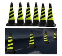 MYUYEE 6 Paquetes de Conos de tráfico portátiles Conos de Seguridad livianos con asa y Collar Reflectante Conos Reflectantes para estacionamiento Deportes y,Amarillo-Alto 70cm/27,6 Pulgadas