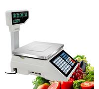 MYUYEE Balanza Comercial con Impresora De Etiquetas Y Recibos, Báscula Electrónica con Caja Registradora, 30 Kg/66 LB, Pantalla LCD De Doble Cara.(A)