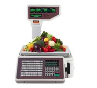 MYUYEE Balanza Comercial con Impresora De Etiquetas Y Recibos, Báscula Electrónica con Caja Registradora, 30 Kg/60 LB, Pantalla LCD De Doble Cara.