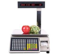 MYUYEE Balanza Comercial De Impresión De Etiquetas De 30 Kg con Pantalla De Poste, Pantalla LCD Doble E Impresora para Uso En Supermercados Y Tiendas Minoristas.(30 Kg/10 G)