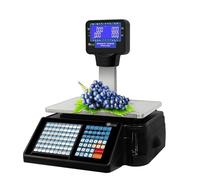 MYUYEE Balanza con Cálculo De Precios, Balanza De Pesaje para Comercio Minorista De Alimentos Y Carne con Pantallas LCD E Impresora Térmica, Capacidad De 66 LB, para T