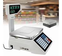 MYUYEE Balanza Digital con Cálculo De Precios, Impresora Térmica Comercial, Etiqueta De Precio De Doble Cara, Caja Registradora Electrónica, Adecuada para Supermercado(Do)