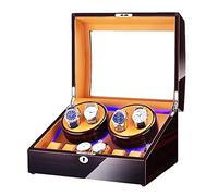 MYUYEE Caja Enrolladora De Relojes para 4 Relojes Automáticos + 6 Compartimentos De Almacenamiento con Luz Led Azul, Acabado En Pintura Piano, Doble Fuente De Alimenta(California)