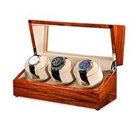 MYUYEE Caja Expositora para Relojes, Estuche De Alta Gama para 3 Relojes con Almohadillas Suaves Y Flexibles para Relojes, Apertura Y Cierre Automáticos, Diseño De Cor(Beige-3+0)
