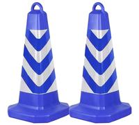MYUYEE Conos de tráfico portátiles ABS de 248 Pulgadas con asa y 2 Tubos de Arena Ligeros y con película Reflectante para Seguridad Vial.,Azul - Altura 63 cm/24,8 Pulgadas