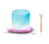 MYUYEE Cuenco De Cristal para Yoga con Degradado Azul, Verde Y Blanco, De 7 A 12 Pulgadas, Hecho A Mano, Accesorios, Alivia La Fatiga Y La Ansiedad, Apto para Principiantes Y Profesi(11 Pulgadas)