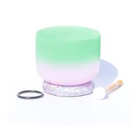 MYUYEE Cuenco De Yoga De Cristal con Degradado Verde Y Rosa, De 7 A 12 Pulgadas, Hecho A Mano, Accesorio para Yoga, Alivia La Fatiga Y La Ansiedad, Apto para Principiantes Y Profesio(10 Pulgadas)