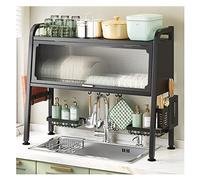 MYUYEE Escurreplatos De Dos Niveles, para sobre El Fregadero, con Puerta De Armario, Escurreplatos Grande para Encimera De Cocina.(Negro-76X36X82,5Cm)