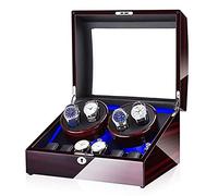 MYUYEE Estuche Enrollador Automático De Gran Capacidad para 4 Relojes + 6 Compartimentos De Almacenamiento. Estuche De Lujo para Relojes Mecánicos con Motor Silencioso. CAJ(Mi)