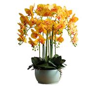 MYUYEE Flores Artificiales para Decoración 3D De Alta Simulación Táctil Ikebana Arreglos Florales Artificiales De Orquídeas Set De Flores Artificiales De Látex Phalaenopsis(H-Geel)