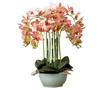 MYUYEE Flores Artificiales para Decoración 3D De Alta Simulación Táctil Ikebana Arreglos Florales Artificiales De Orquídeas Set De Flores Artificiales De Látex Phalaenopsis(G-Geel Roze)