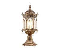 MYUYEE Gazebo Alluminio Vetro Porta Quadrata Lampada Da Parete Illuminazione Stradale Luce Esterna Impermeabile per Porta Villa Giardino Base Lampada Da Terra Stile Europeo(Ottone)