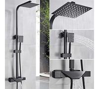 MYUYEE Grifo de Ducha termostático para baño Juego de Ducha Tipo Lluvia de 8 Pulgadas Grifo de Ducha con termostato Juego de Ducha Negro C Cromado A,El Negro Tiene
