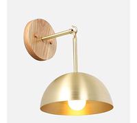 MYUYEE Lampada Da Parete Villa Paralume In Ottone Lampada Da Parete Noce Retro Nostalgica Camera Da Letto Lampada Da Comodino Lampada Da Parete Alta Qualità Rame Puro Appli(A Gold-D30Cm)