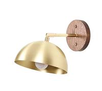 MYUYEE Lampada Da Parete Villa Paralume In Ottone Lampada Da Parete Noce Retro Nostalgica Camera Da Letto Lampada Da Comodino Lampada Da Parete Alta Qualità Rame Puro Appli(Oro-D20Cm)