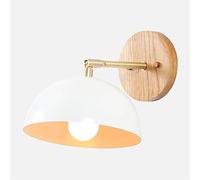 MYUYEE Lampada Da Parete Villa Paralume In Ottone Lampada Da Parete Noce Retro Nostalgica Camera Da Letto Lampada Da Comodino Lampada Da Parete Alta Qualità Rame Puro Appli(Bianco-D20Cm)