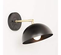 MYUYEE Lampada Da Parete Villa Paralume In Ottone Lampada Da Parete Noce Retro Nostalgica Camera Da Letto Lampada Da Comodino Lampada Da Parete Alta Qualità Rame Puro Appli(Nero-D30Cm)