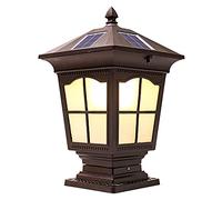 MYUYEE Lámpara de Pared Solar y de Red luz automática de anochecer a Amanecer para Exteriores Resistente a la Lluvia con Cristales para Exteriores lámpara de,Café-Altura 40 cm
