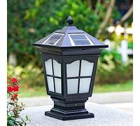 MYUYEE Lámpara de Pared Solar y de Red luz automática de anochecer a Amanecer para Exteriores Resistente a la Lluvia con Cristales para Exteriores lámpara de,Negro-Altura 50 cm