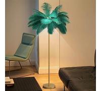 MYUYEE Lámpara de pie Elegante con Forma de Palmera y Plumas Doradas, 3 temperaturas de Color, diseño Alto con Interruptor de pie, 6 Bombillas LED, Ideal para Sala de Estar y Dormitorio (Verde).
