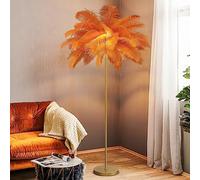 MYUYEE Lámpara de pie Elegante con Forma de Palmera y Plumas Doradas, 3 temperaturas de Color, diseño Alto con Interruptor de pie, 6 Bombillas LED, Ideal para Sala de Estar y Dormitorio (Naranja).