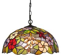 MYUYEE Lámpara De Techo Estilo Tiffany, Lámpara De Techo Tiffany Pastoral De 16 Pulgadas con Diseño Floral Y Vitrales Decorativos para Isla De Cocina, Pasillo O Dormit