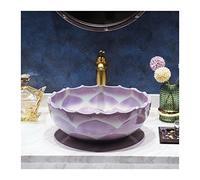 MYUYEE Lavabo De Cerámica para Baño, Arte Clásico Chino, Lavabo De Cerámica para Baño, Lavabo De Cerámica para Baño, Lavabo De Baño Morado