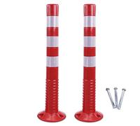 MYUYEE Poste de plástico de 295 Pulgadas de Alto Barrera de demarcación Cinta Reflectante Poste de estacionamiento bolardo de Seguridad Vial para Control de,Paquete de 2 Rojo y Blanco