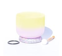 MYUYEE Tazón De Cristal para Yoga con Degradado Amarillo Y Rosa, De 7 A 12 Pulgadas, Hecho A Mano, Accesorio, Alivia La Fatiga Y La Ansiedad, Apto para Principiantes Y Profesionales,(10 Pulgadas)