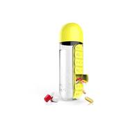 Myvita - Organizador de botellas de agua para 7 días, pastillero portátil, taza de agua, a prueba de fugas, soporte para medicamentos de 7 días, para exteriores y viajes (amarillo)