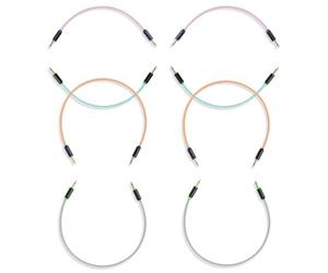 MyVolts Halo Short Pack, cable de conexión de alta calidad para sintetizador modular (recto, chapado en oro, 2 x 15 cm, rosa, 2 x 15 cm, verde, 2 x 30 cm, 2 x 30 cm, gris, con indicador LED bicolor)