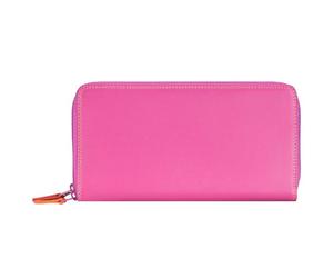 Mywalit Cartera grande de cuero con doble cremallera 18 cm rosa