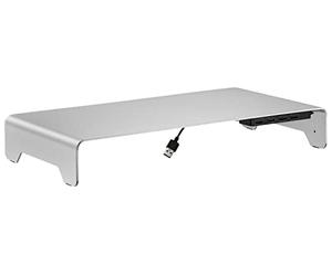 mywall HT46L - Soporte para Monitor de Aluminio con Almohadillas de Silicona Antideslizantes, 4 Puertos USB 2.0, Soporte para Pantallas y portátiles de 11 a 32 Pulgadas, Carga de hasta 10 kg