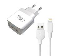 Myway Pack Cargador de Pared Compatible Apple Lightning 2 USB 2.1A + Cable 1m Blanco