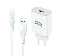 Myway pack cargador de pared usb 2a + cable micro usb 1m blanco
