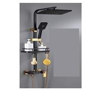 MYXJGNAIY Duchas para baños, Sistema de Ducha termostático con botón Negro de Cobre, Ducha de Lluvia Manual presurizada de 4 velocidades (S1831BG-TH-3G)